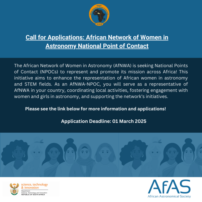 Call: African Network of Women in Astronomy National Point of Contact (AfNWA-NPOC) 